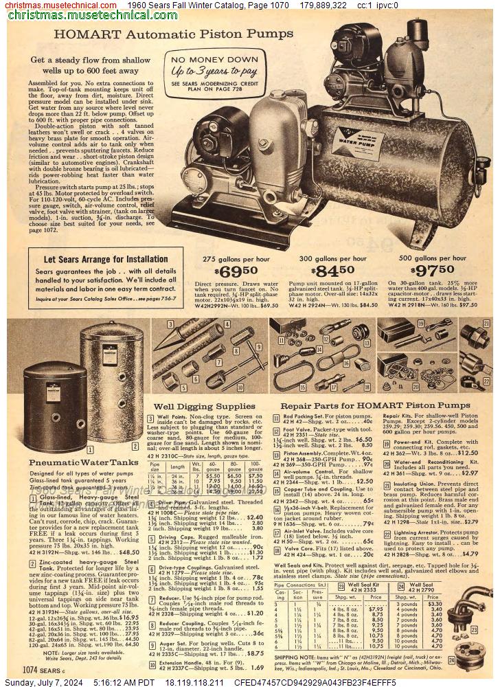 1960 Sears Fall Winter Catalog, Page 1070