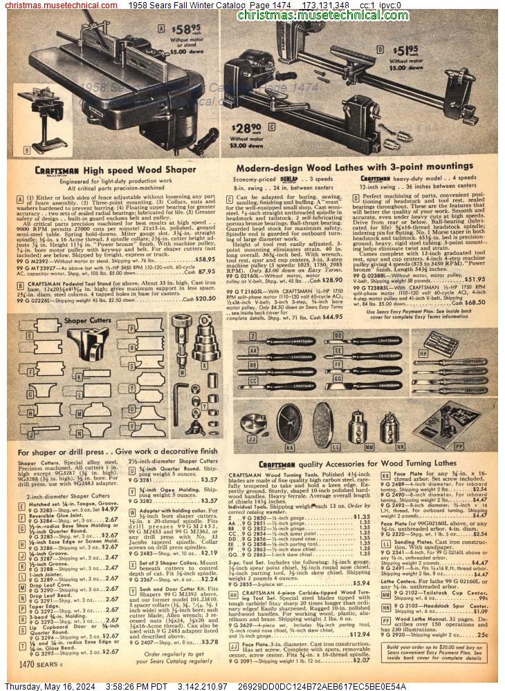 1958 Sears Fall Winter Catalog, Page 1474