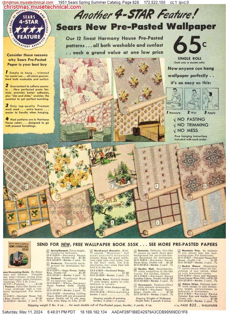 1951 Sears Spring Summer Catalog, Page 828