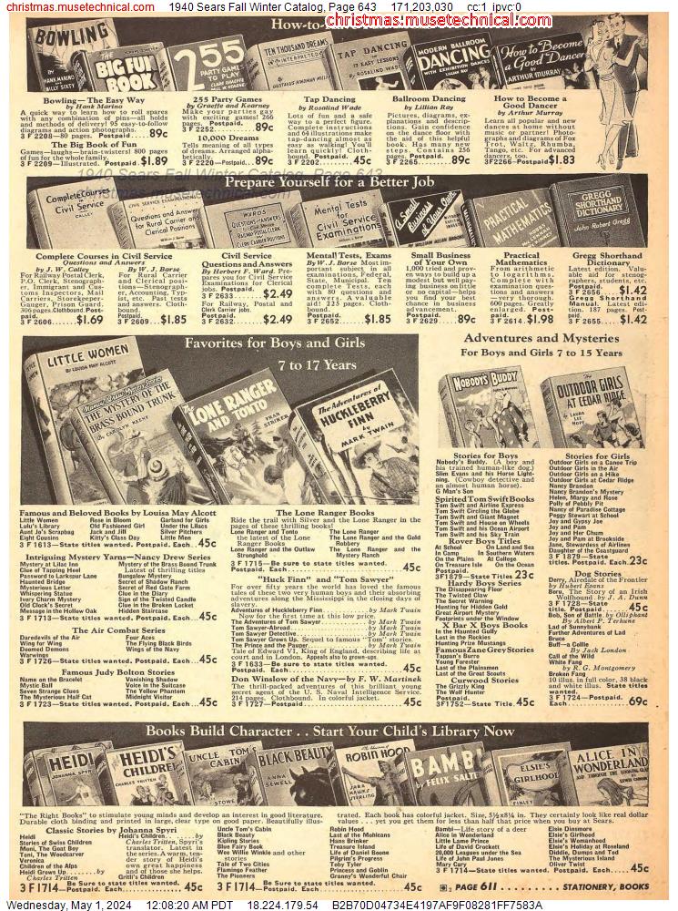1940 Sears Fall Winter Catalog, Page 643