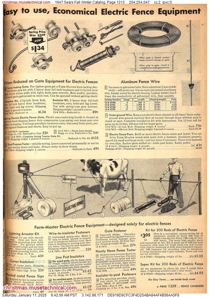 1947 Sears Fall Winter Catalog, Page 1313