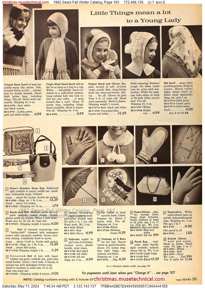 1962 Sears Fall Winter Catalog, Page 193