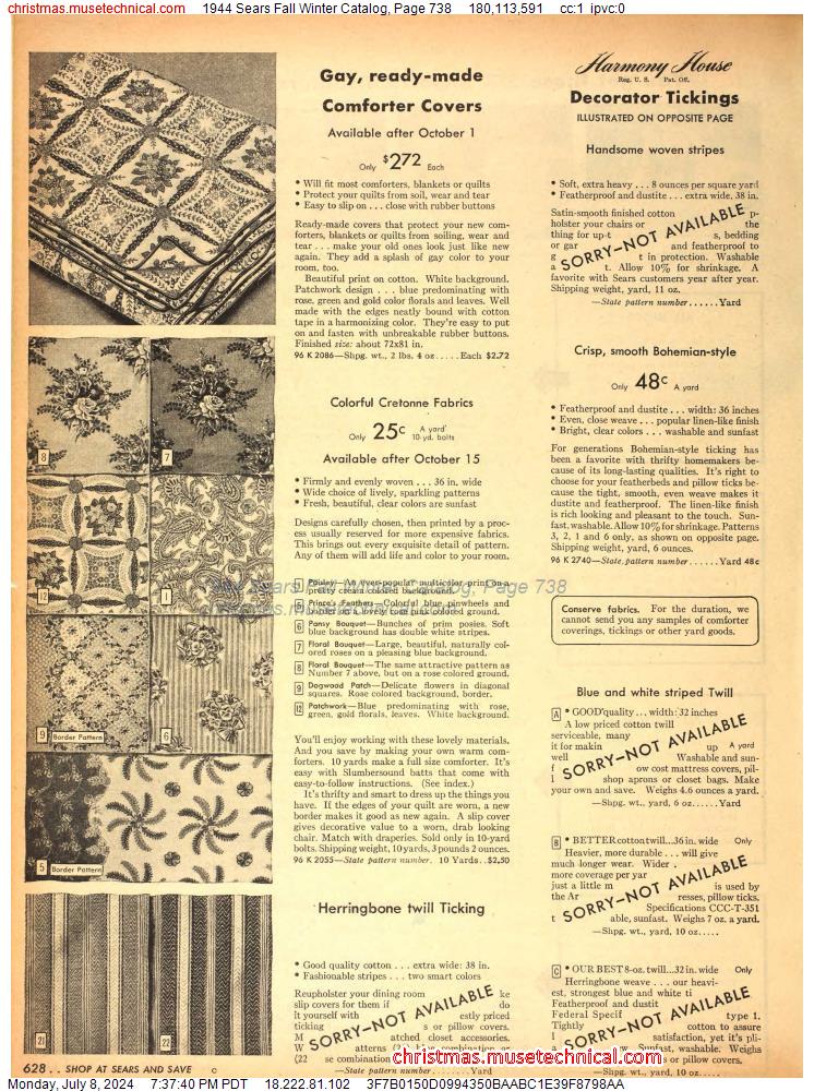 1944 Sears Fall Winter Catalog, Page 738