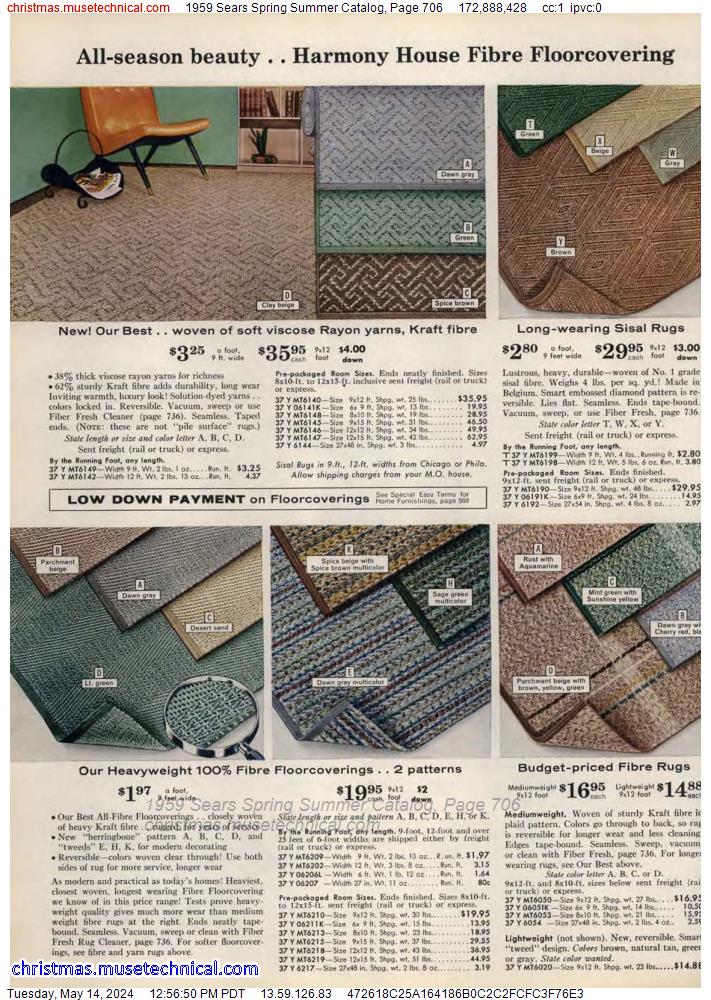 1959 Sears Spring Summer Catalog, Page 706