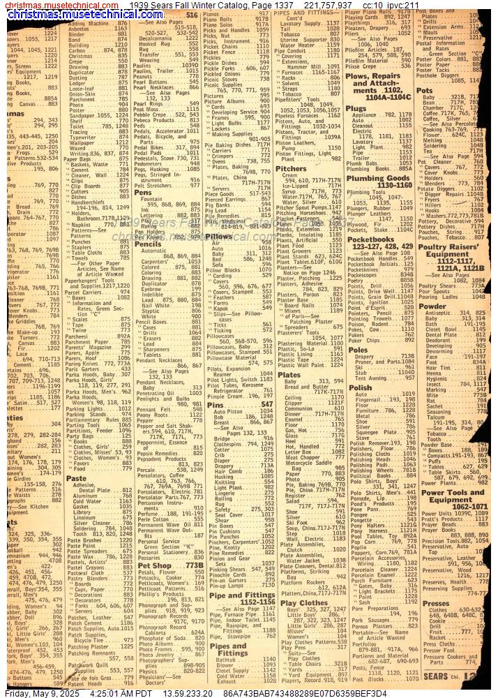 1939 Sears Fall Winter Catalog, Page 1337