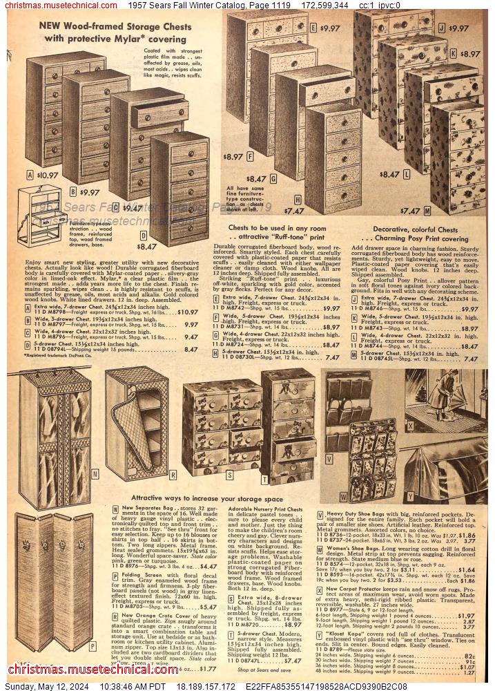 1957 Sears Fall Winter Catalog, Page 1119
