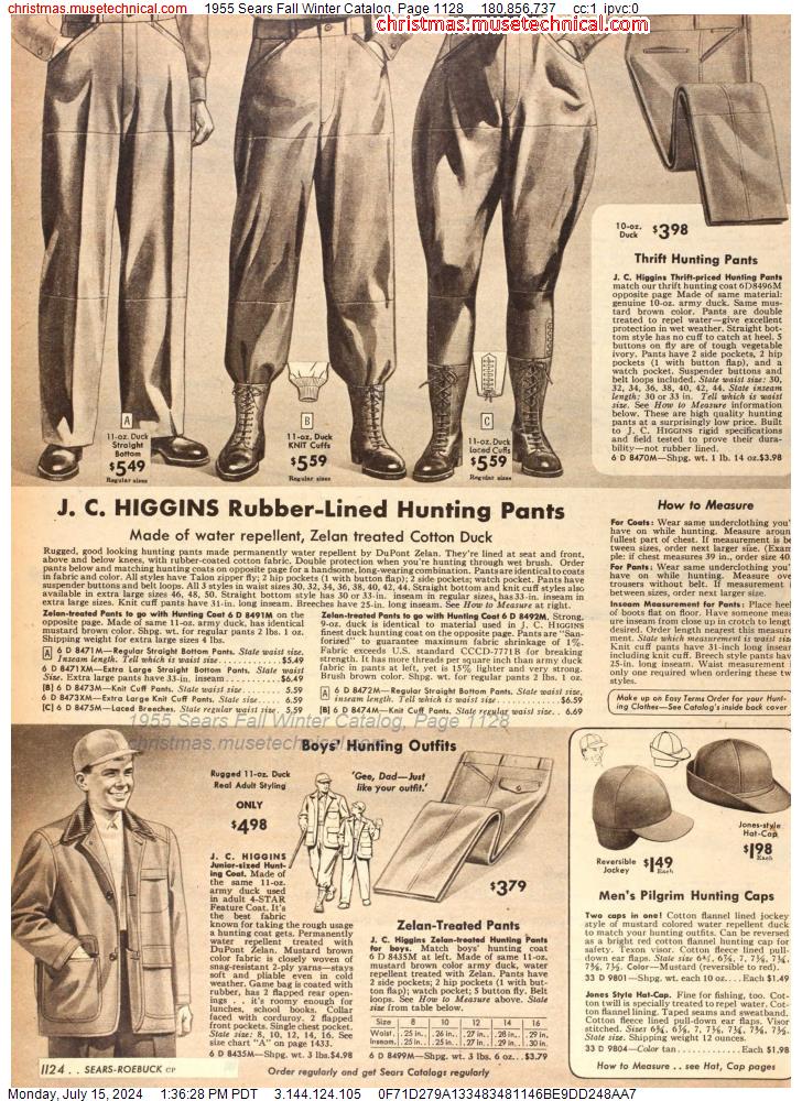 1955 Sears Fall Winter Catalog, Page 1128