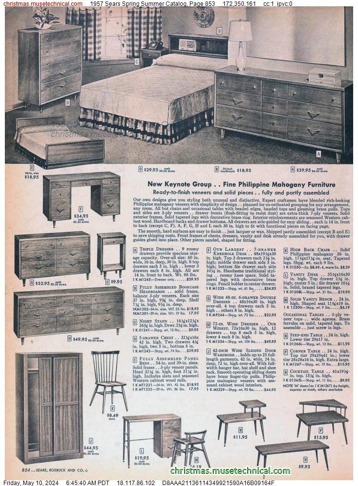 1957 Sears Spring Summer Catalog, Page 853
