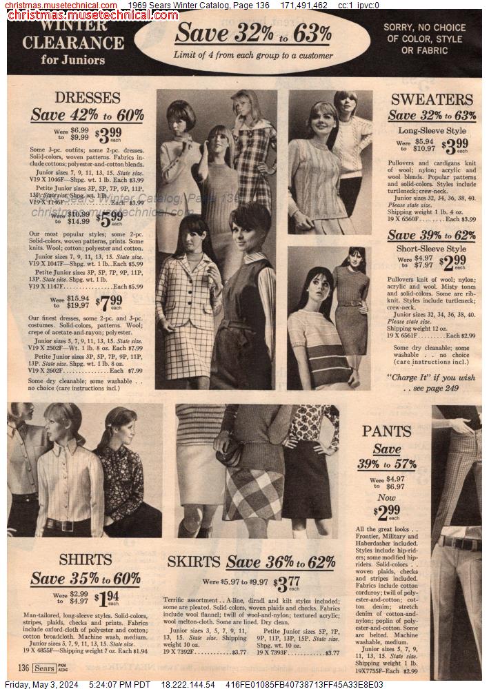 1969 Sears Winter Catalog, Page 136