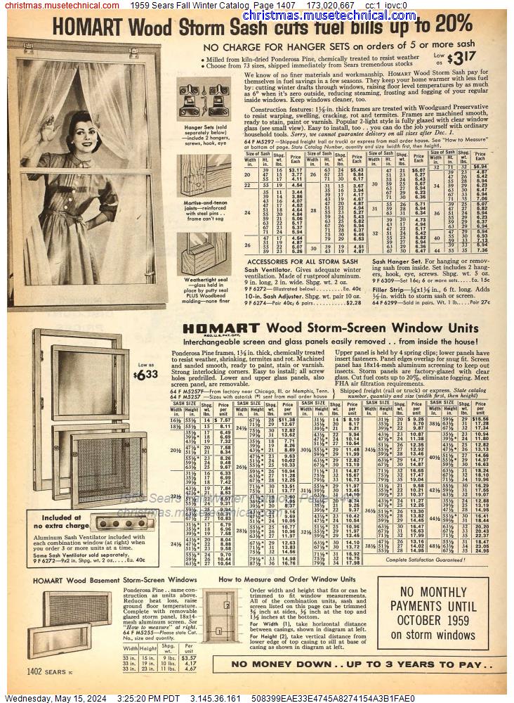 1959 Sears Fall Winter Catalog, Page 1407