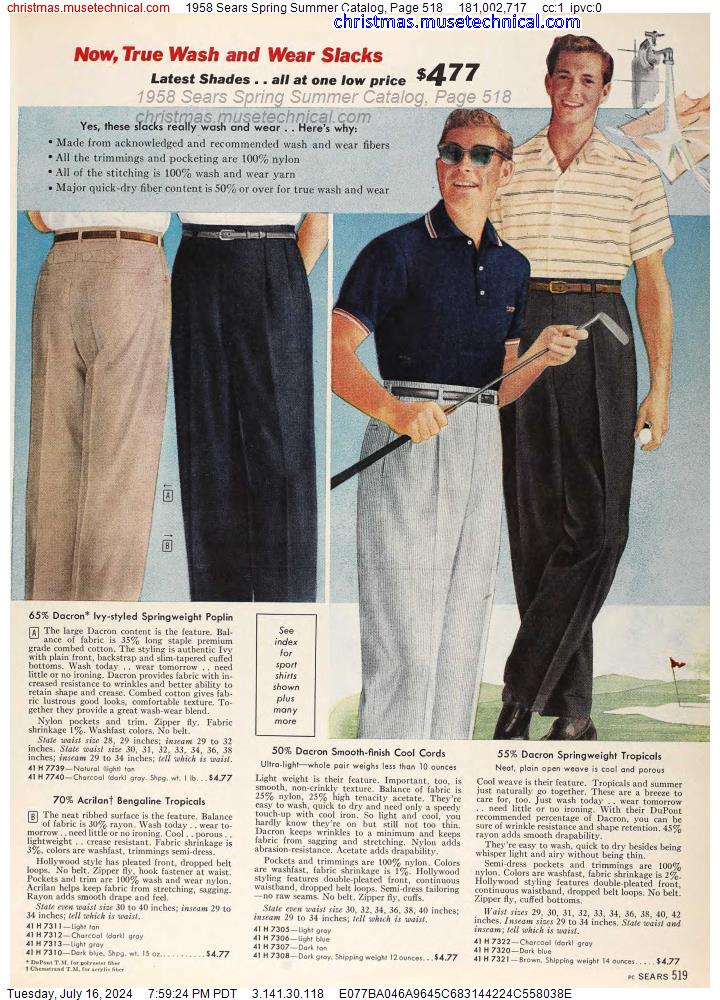 1958 Sears Spring Summer Catalog, Page 518