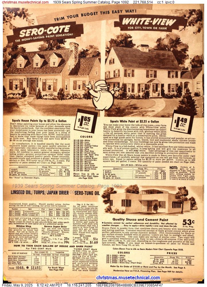 1939 Sears Spring Summer Catalog, Page 1092