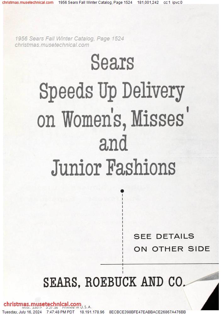 1956 Sears Fall Winter Catalog, Page 1524