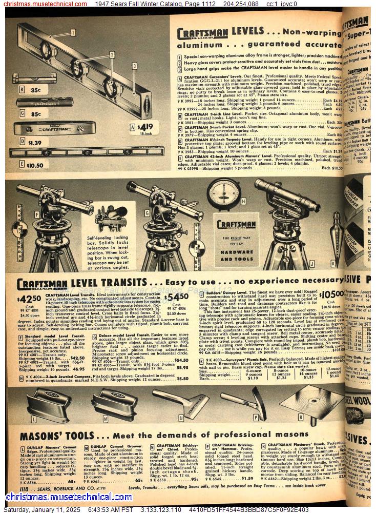 1947 Sears Fall Winter Catalog, Page 1112