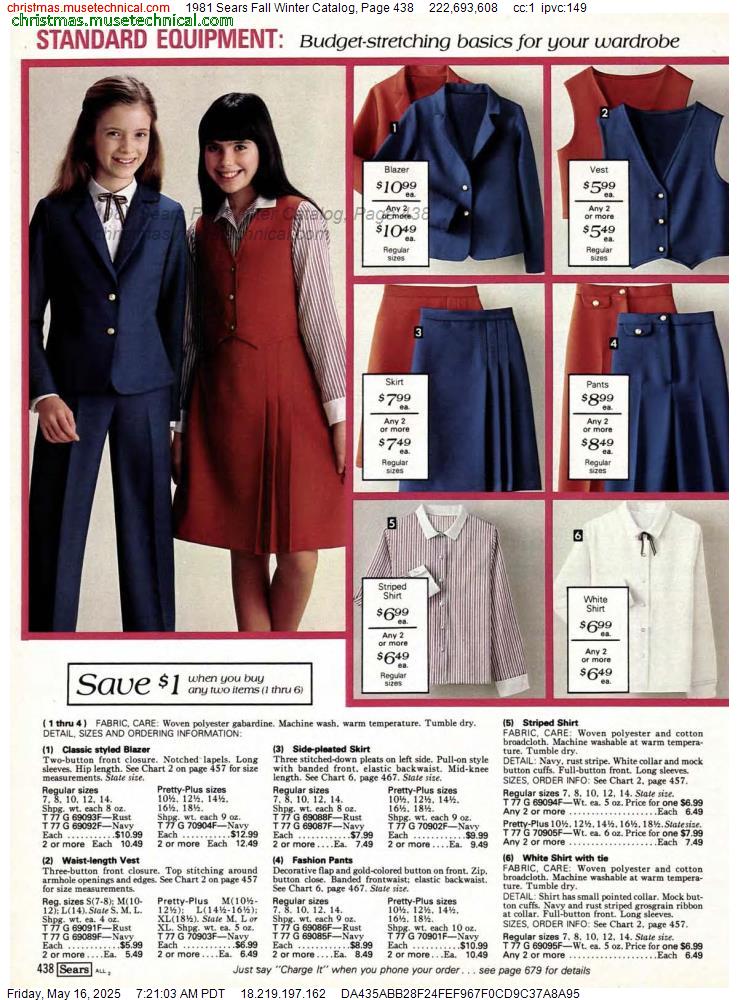 1981 Sears Fall Winter Catalog, Page 438
