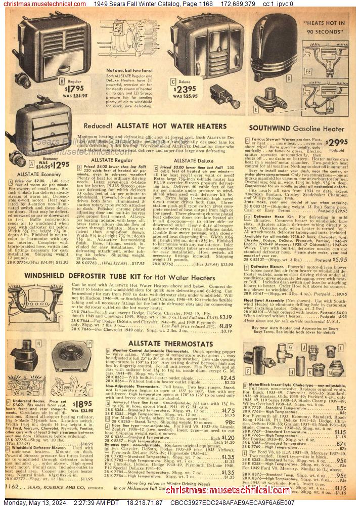 1949 Sears Fall Winter Catalog, Page 1168