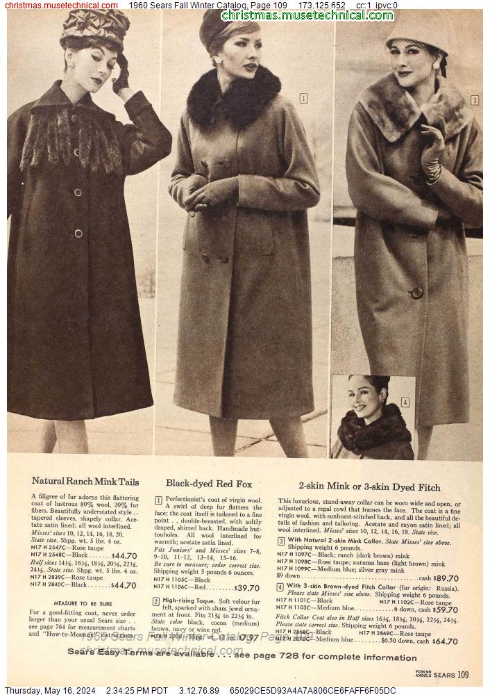 1960 Sears Fall Winter Catalog, Page 109