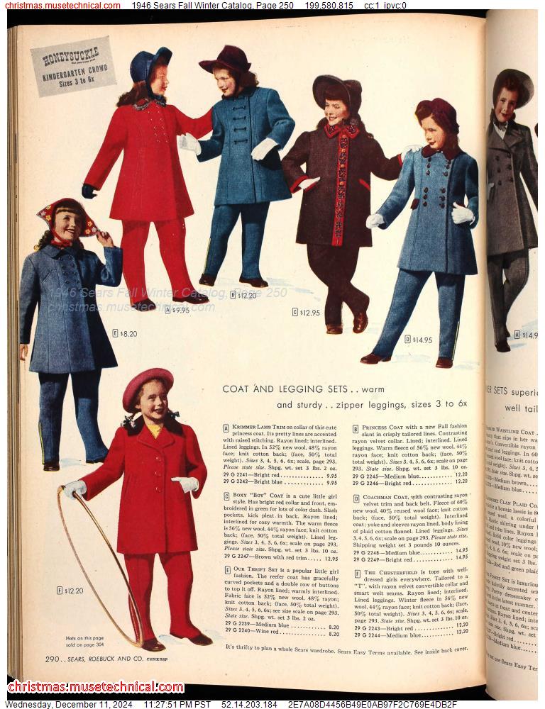 1946 Sears Fall Winter Catalog, Page 250