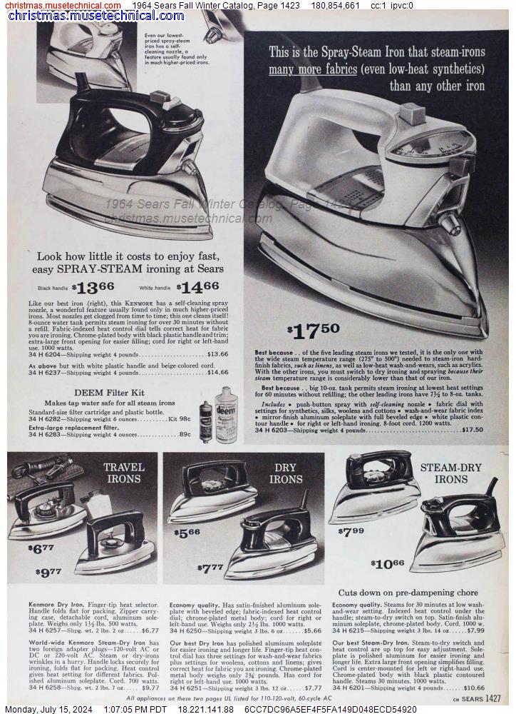 1964 Sears Fall Winter Catalog, Page 1423
