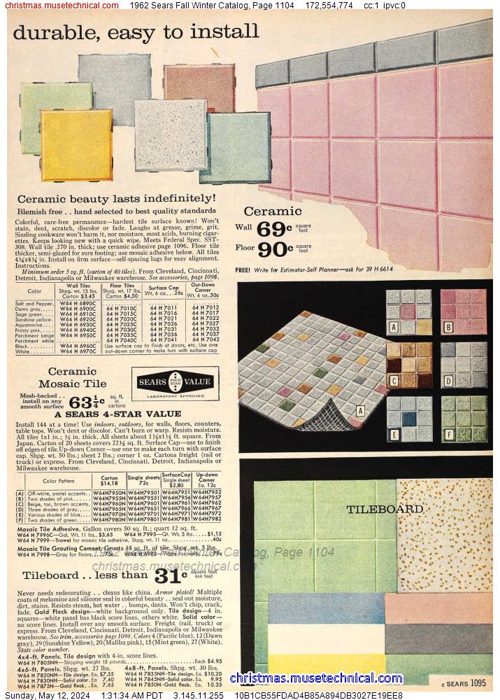 1962 Sears Fall Winter Catalog, Page 1104