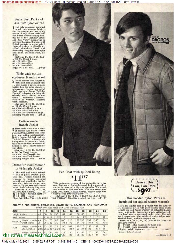 1970 Sears Fall Winter Catalog, Page 115