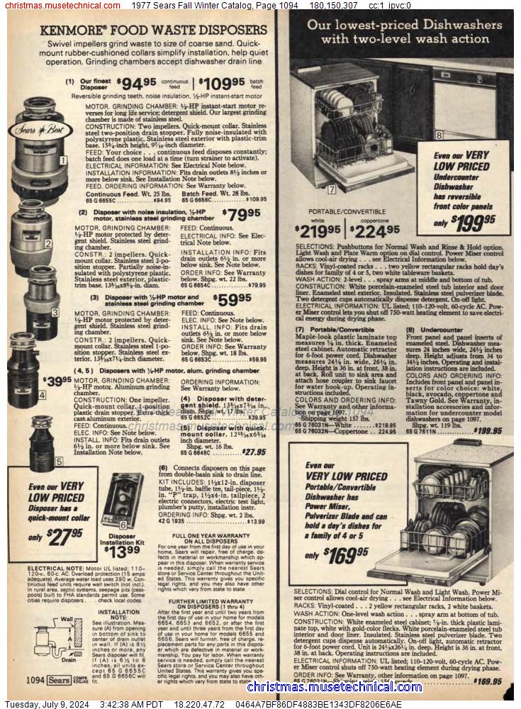 1977 Sears Fall Winter Catalog, Page 1094