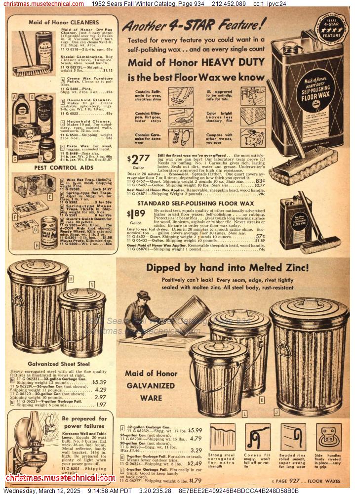 1952 Sears Fall Winter Catalog, Page 934