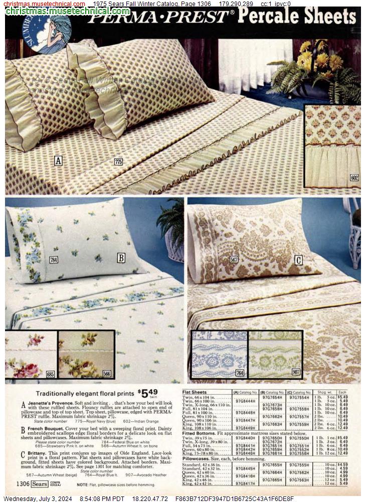 1975 Sears Fall Winter Catalog, Page 1306