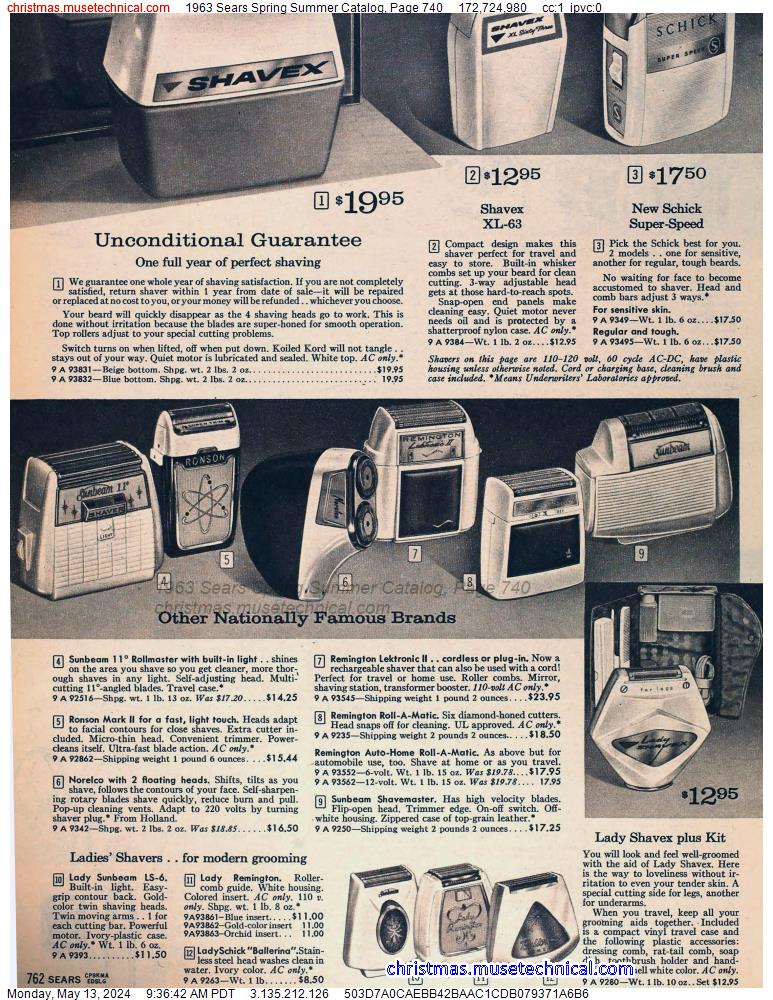 1963 Sears Spring Summer Catalog, Page 740