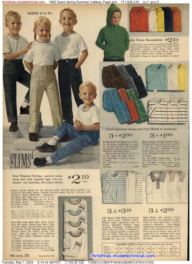 1962 Sears Spring Summer Catalog, Page 444