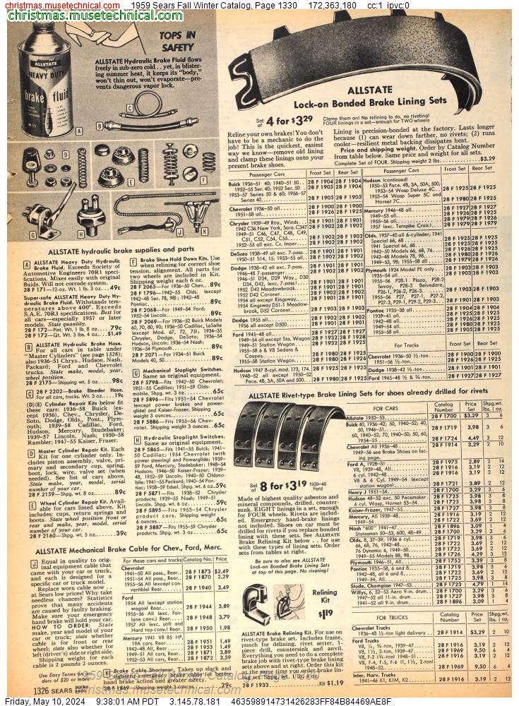 1959 Sears Fall Winter Catalog, Page 1330