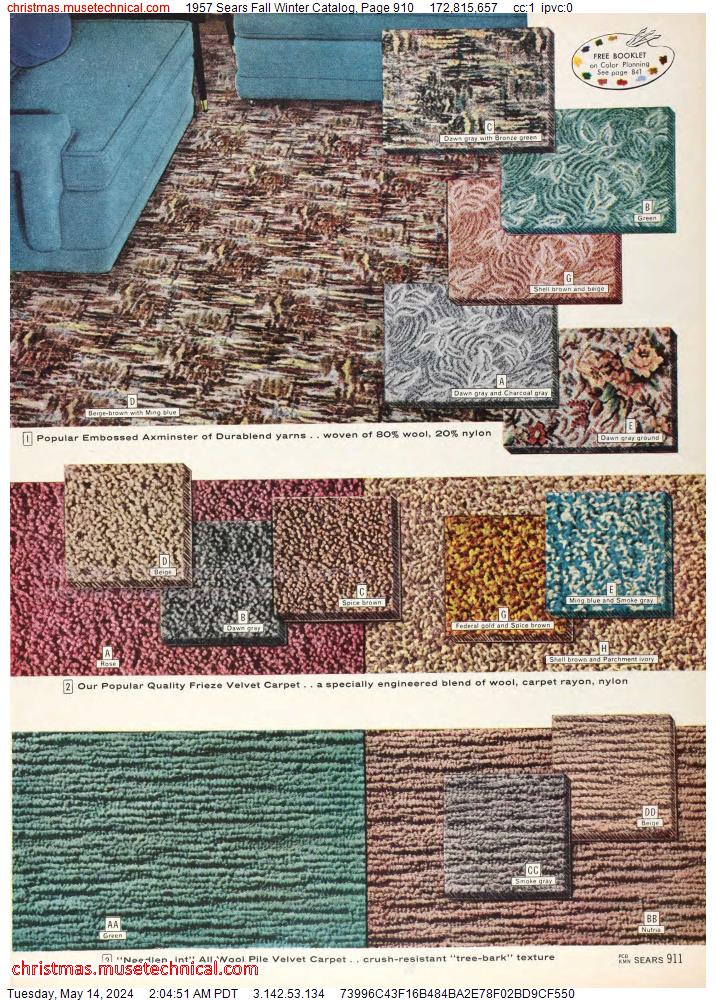 1957 Sears Fall Winter Catalog, Page 910