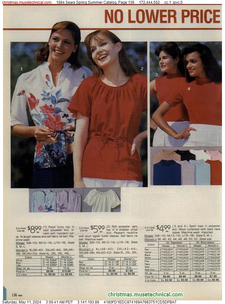 1984 Sears Spring Summer Catalog, Page 136