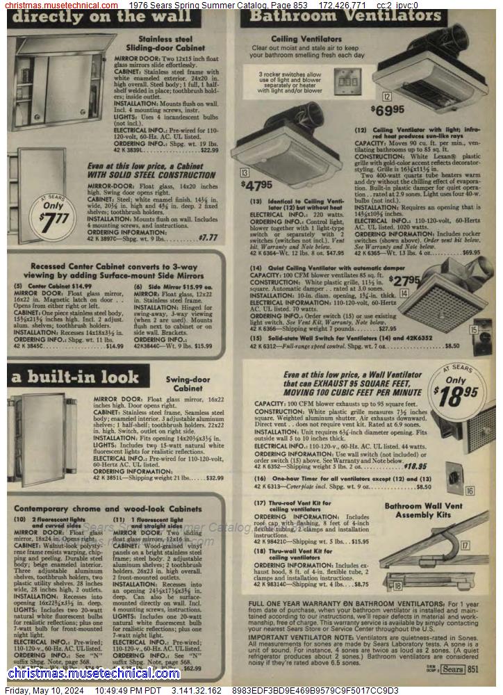 1976 Sears Spring Summer Catalog, Page 853