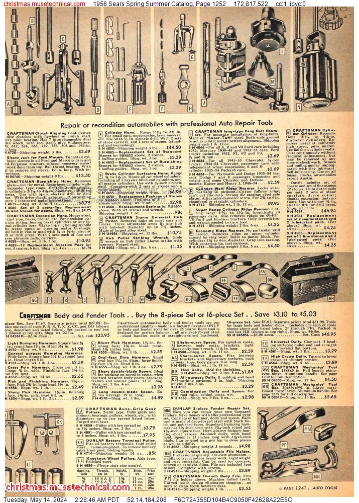 1956 Sears Spring Summer Catalog, Page 1252