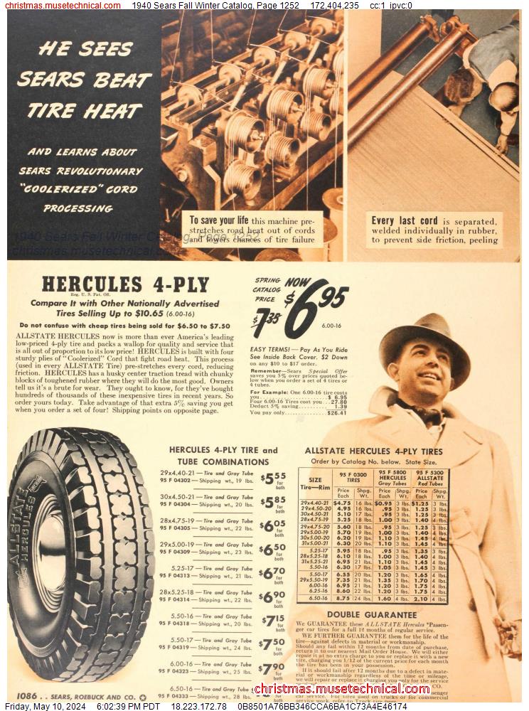 1940 Sears Fall Winter Catalog, Page 1252