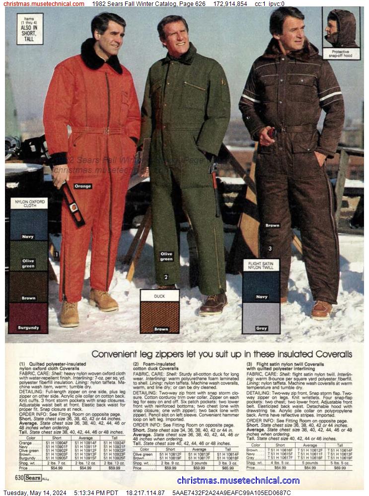 1982 Sears Fall Winter Catalog, Page 626