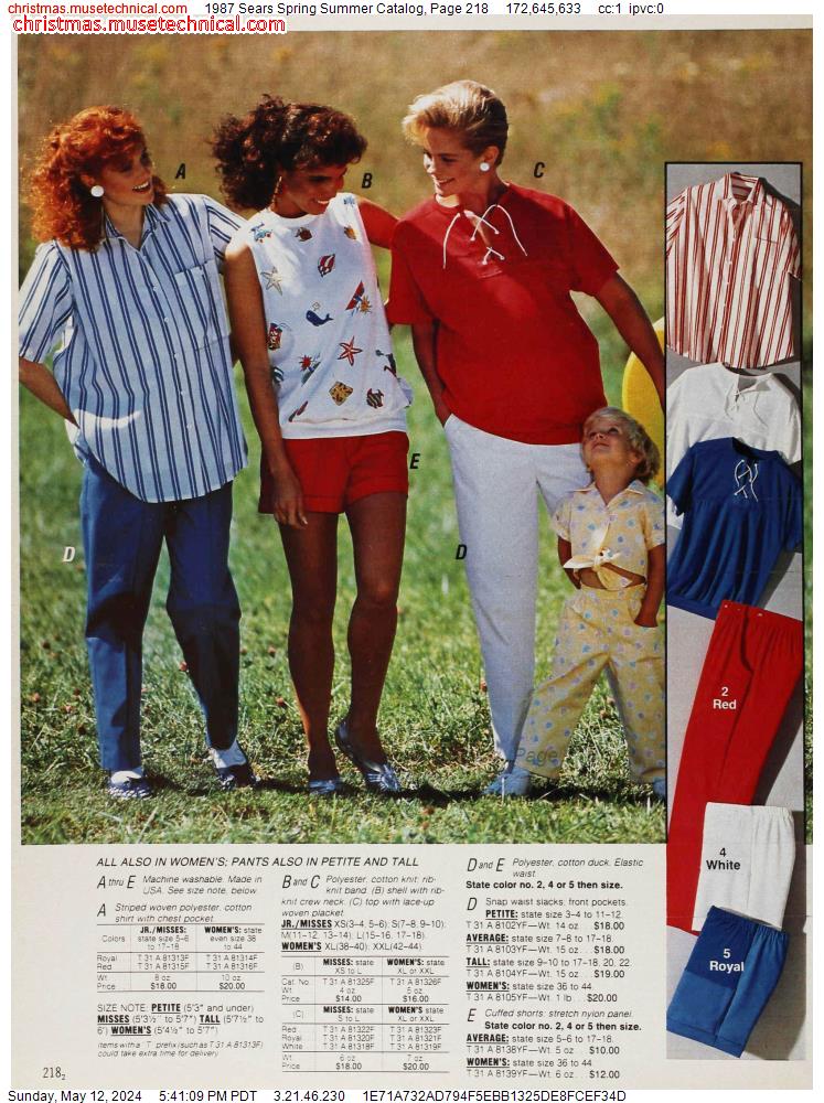 1987 Sears Spring Summer Catalog, Page 218