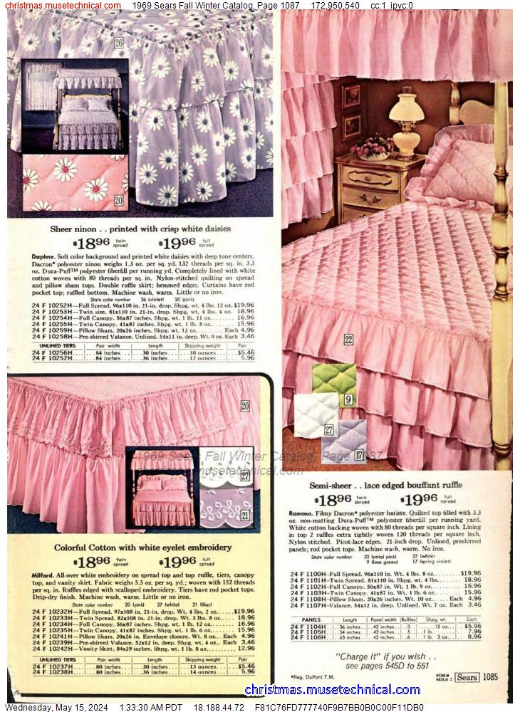 1969 Sears Fall Winter Catalog, Page 1087
