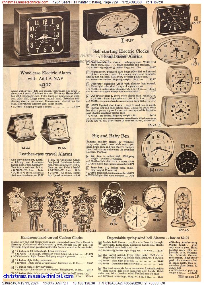 1961 Sears Fall Winter Catalog, Page 729