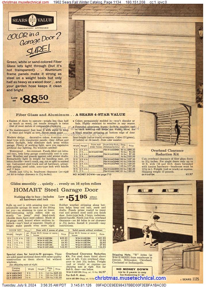1962 Sears Fall Winter Catalog, Page 1134