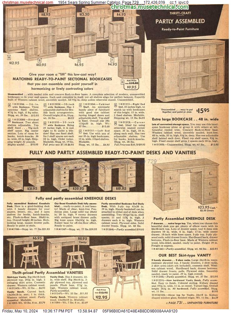 1954 Sears Spring Summer Catalog, Page 729