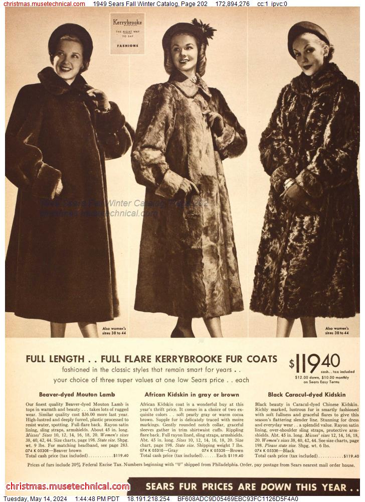 1949 Sears Fall Winter Catalog, Page 202