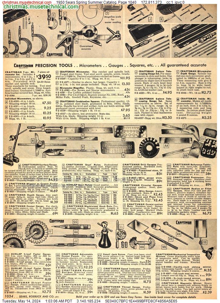 1950 Sears Spring Summer Catalog, Page 1040