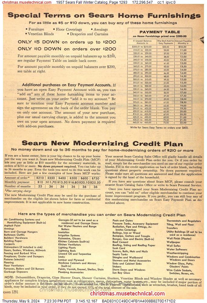 1957 Sears Fall Winter Catalog, Page 1293