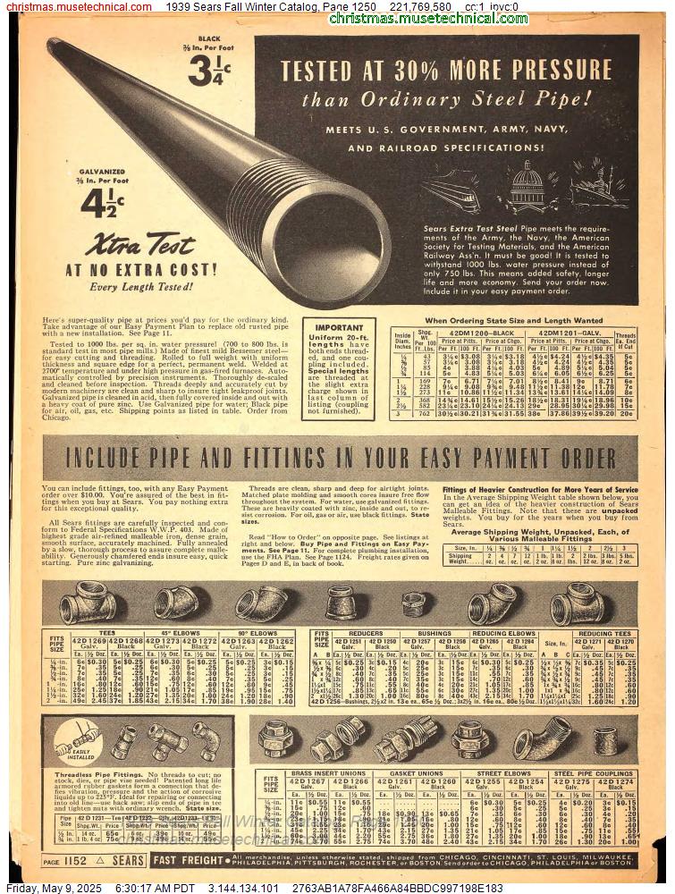 1939 Sears Fall Winter Catalog, Page 1250