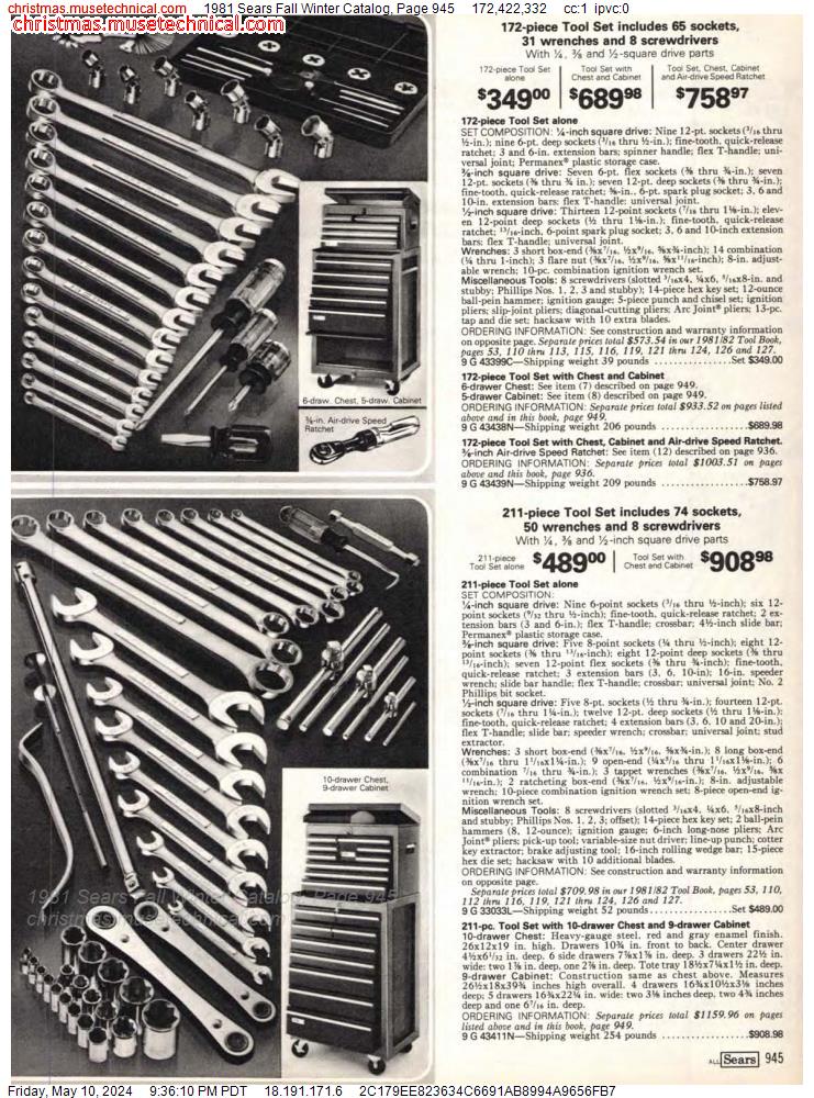 1981 Sears Fall Winter Catalog, Page 945