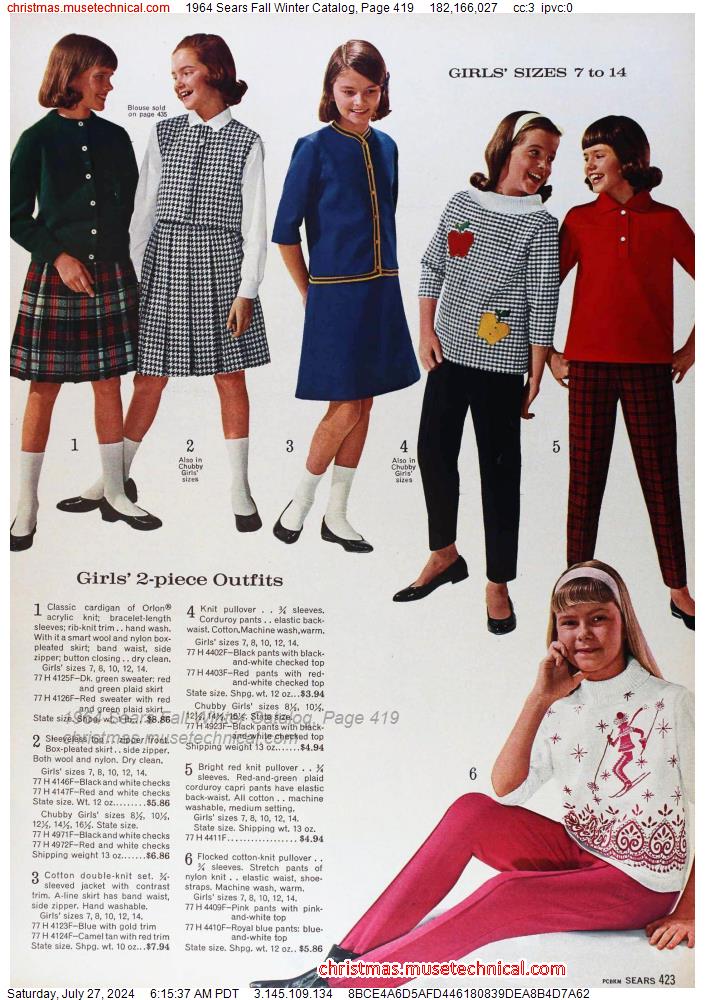 1964 Sears Fall Winter Catalog, Page 419