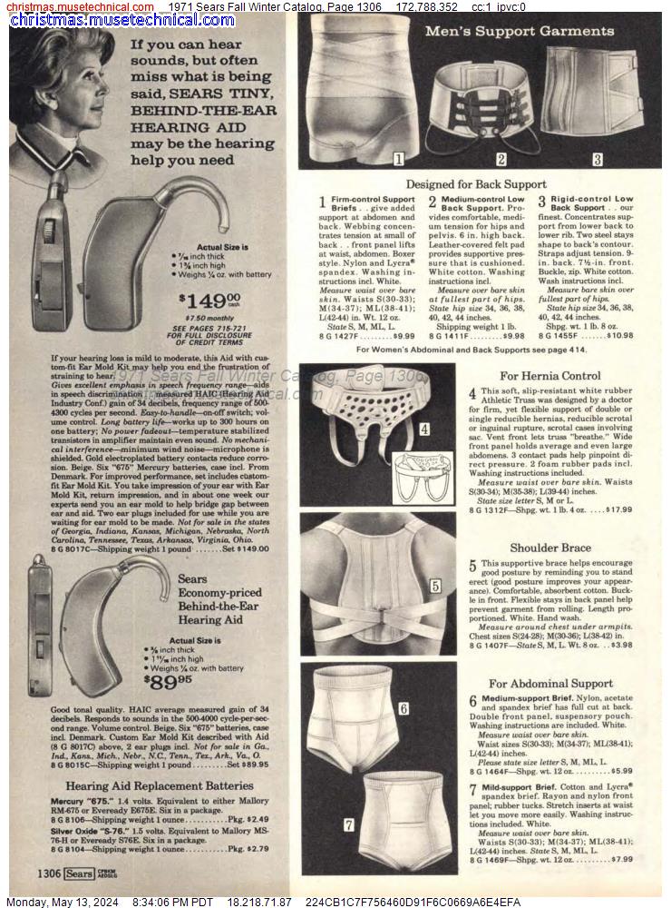 1971 Sears Fall Winter Catalog, Page 1306