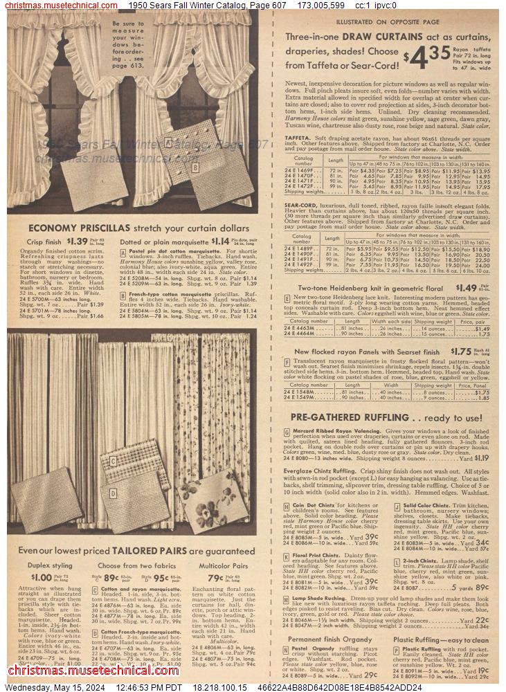 1950 Sears Fall Winter Catalog, Page 607